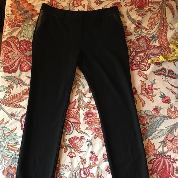 INC, Black Skinny Pants w/Leather Pocket & Waist Detail Size 8, 30”Inseam - Picture 4 of 11